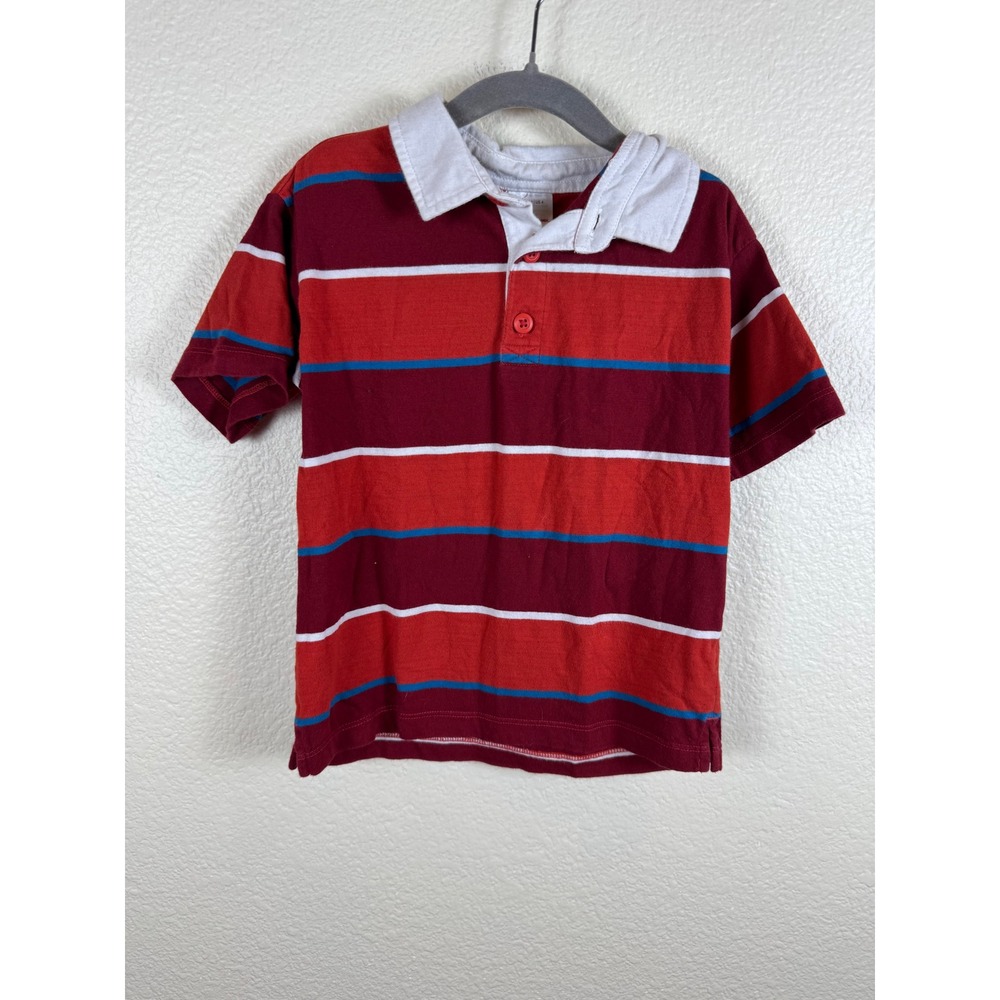 Hanna Andersson Striped Rugby Polo Shirt Kids Size 4T Cotton Preppy